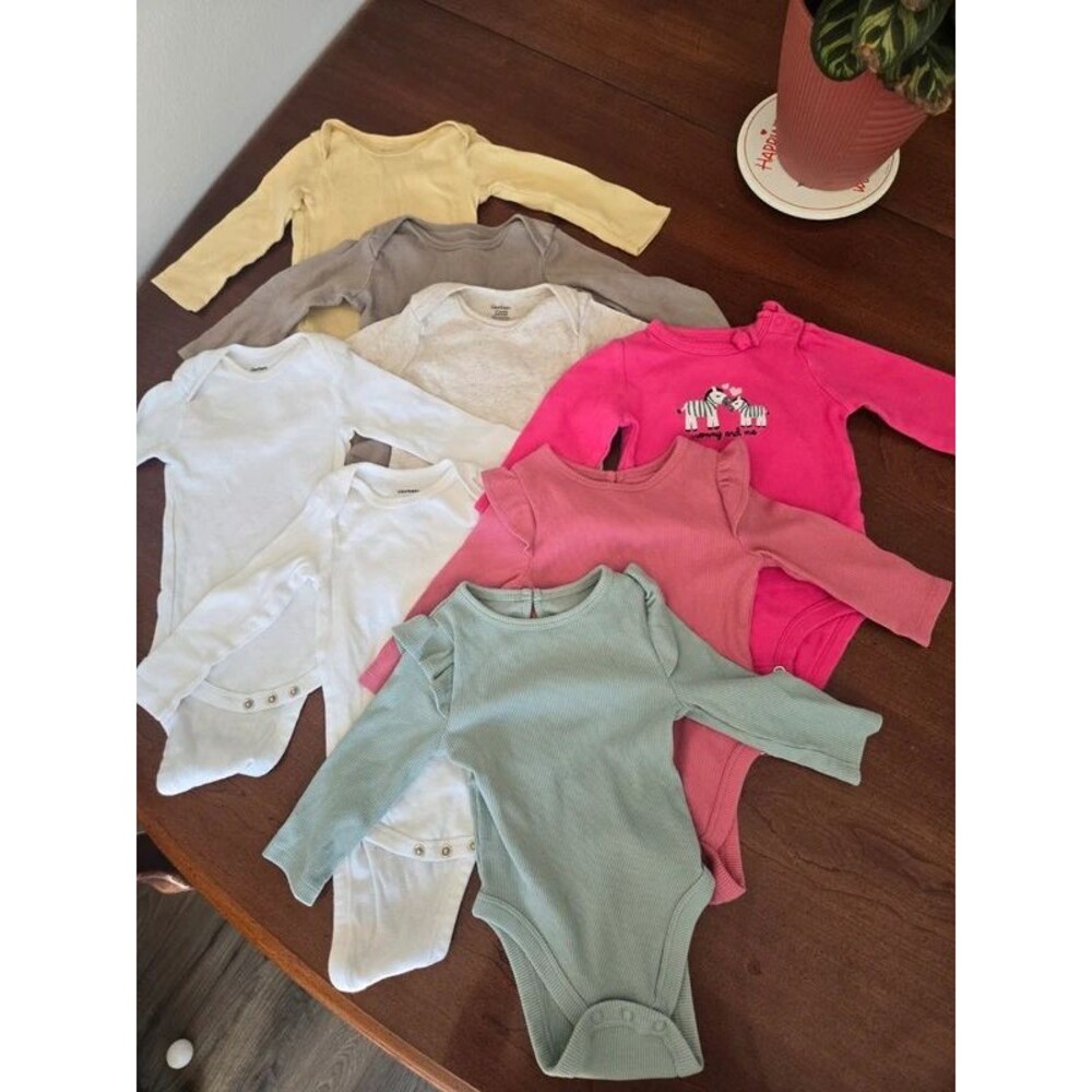3-6 Month Lot of 8 Girls Long Sleeved Onsies